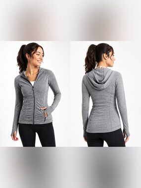 Athleta Grey Zip-Up Hooded Sweatshirt